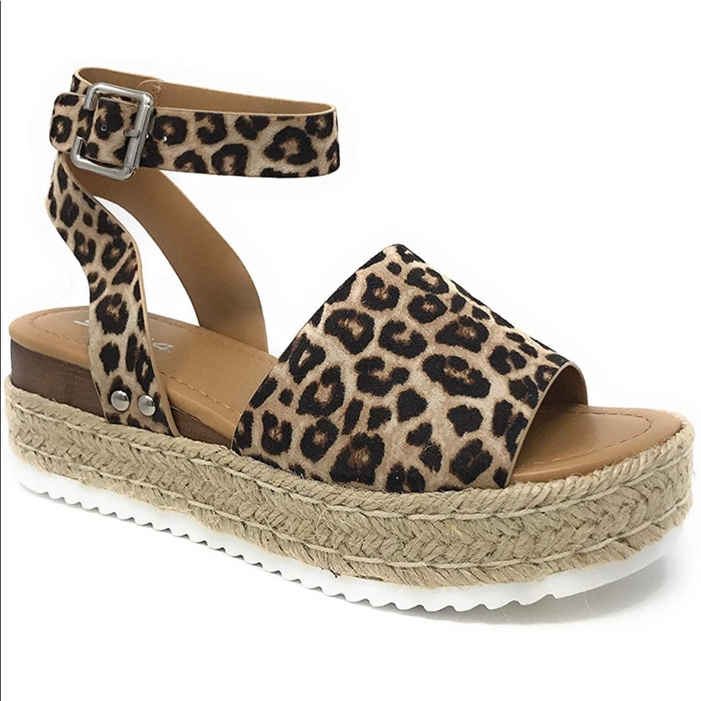 SODA Open Toe Ankle Strap Espadrille Sandal